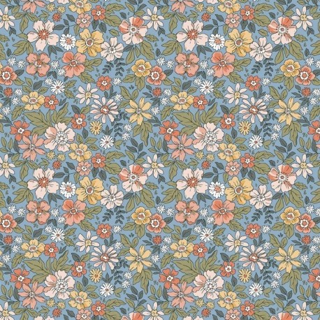 Tissu Pensée Imprimé Ciel 
