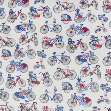Tissu Velos Cretonne Bleu/blanc/rouge 