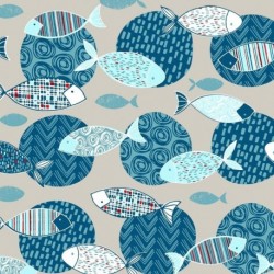Tissu Poisson Sergé Bleu 
