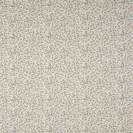 Tissu Jersey Coton Imprimé Pois Fond Ecru 