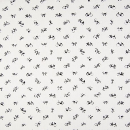 Tissu Coton Imprimé Vélo Fond Blanc