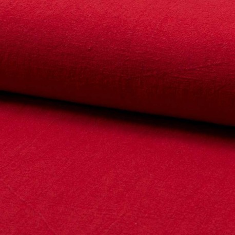 Tissu Lin Lavé Rouge