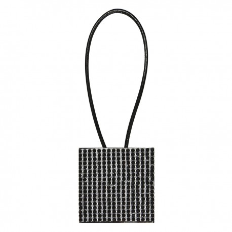 Magnet carré strass cordon cuir