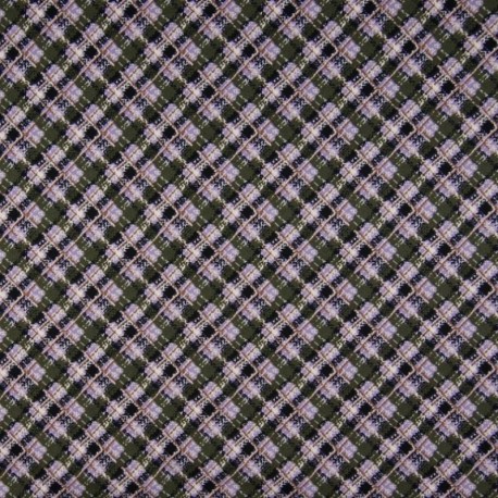 Tissu Viscose Imprimé Carreaux Lilas 