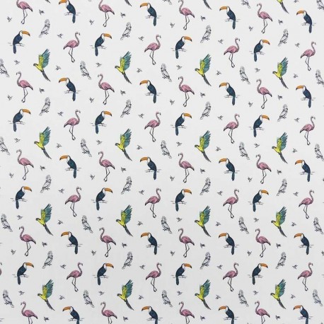 Tissu Popeline Digitale Per Fly Imprimé Oiseaux