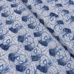 Tissu Cretonne Imprimé Spiderman Bleu 
