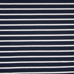 Tissu Viscose Rayure Blanc Fond Navy 