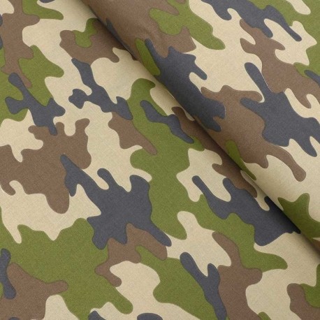 Tissu Coton Imprimé Armée