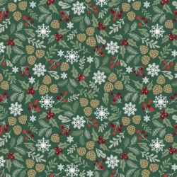 Tissu Noël Imprimé Vosges Vert 
