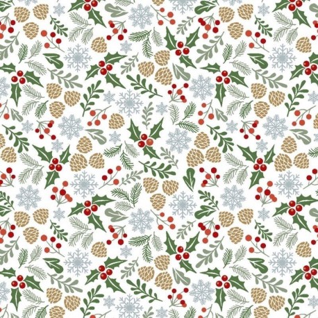 Tissu Noël Imprimé Vosges Blanc 