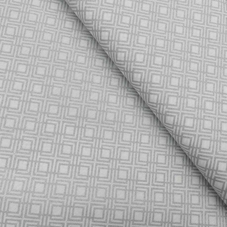 Tissu Coton Imprimé Géométrique Lurex Argent