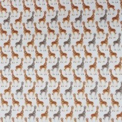 Tissu Popeline Imprimé Digitale Ani Giraffe Blanc 