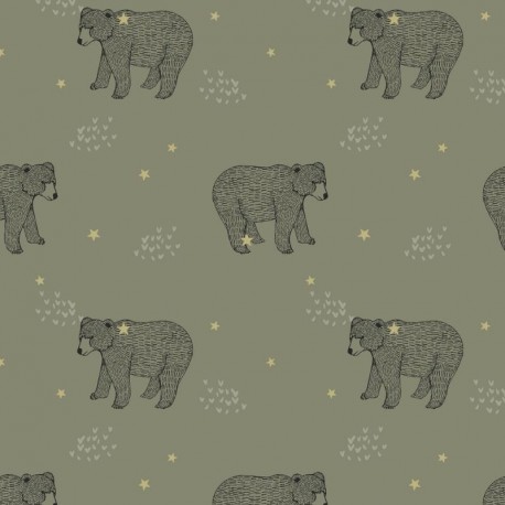 Tissu Imprimé Baloo Kaki 