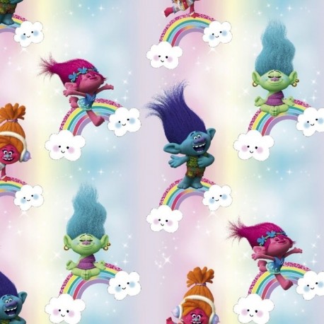 Tissu Licence Trolls Pop Imprimé Multico