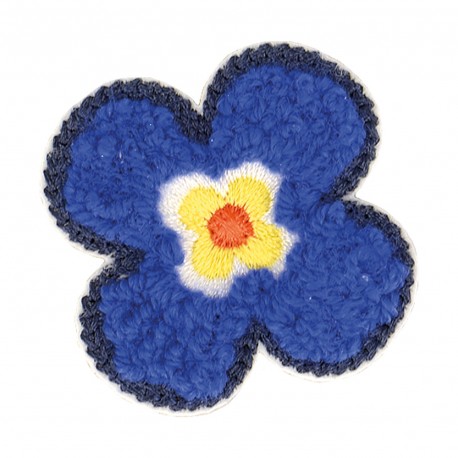 Ecusson fleur - Bleu