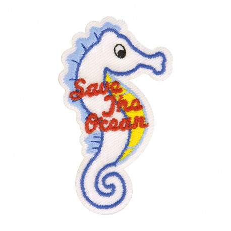 Ecusson save the ocean - Hippocampe