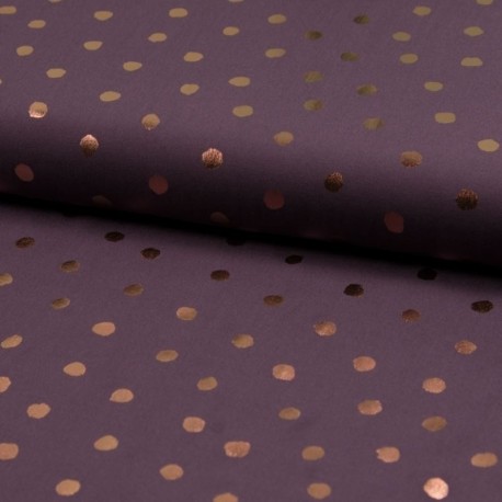 Tissu Viscose Pois Foil Fond Mauve