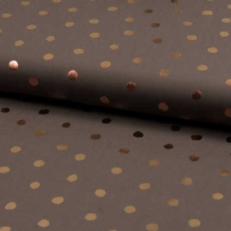 Tissu Viscose Pois Foil Fond Marron