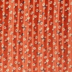 Tissu Voile Imprimé Fleurs Brique 