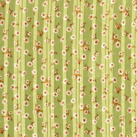 Tissu Voile Imprimé Fleurs Vert