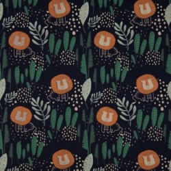 Tissu Sweat Imprimé Lions Bleu 