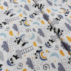 Tissu Coton Imprimé Digital Arcopanda Gris