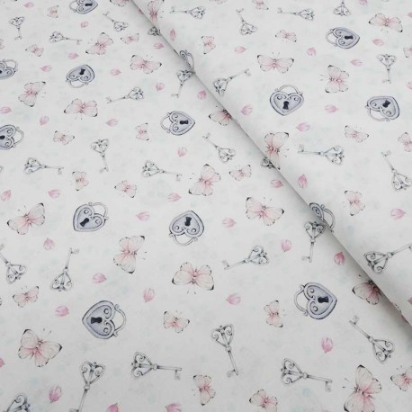 Tissu Coton Imprimé Digital Cupid Bleu