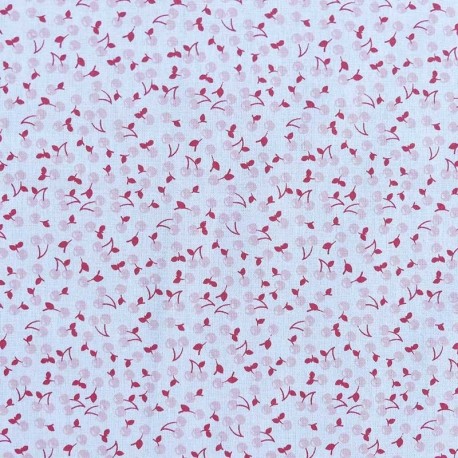 Tissu Cerises Cretonne Rose rouge 