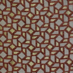 Tissu Jacquard Memphis Fils Doré Terracotta 