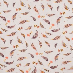 Tissu Jersey Coton Imprimé Feuilles Terracotta 