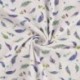 Tissu Jersey Coton Imprimé Feuilles Lilas 