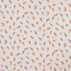 Tissu Jersey Coton Imprimé Fleurs Orange 