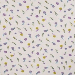 Tissu Jersey Coton Imprimé Fleurs Lilas 