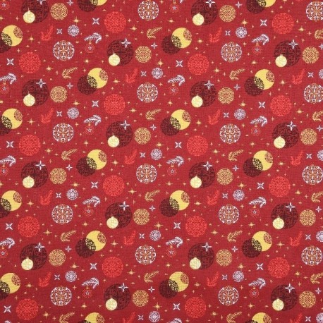 Tissu Cretonne Imprimée Kugeln Rouge 