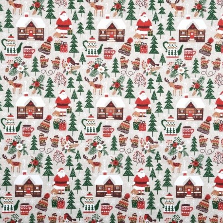Tissu Cretonne Imprimée Yule Vert