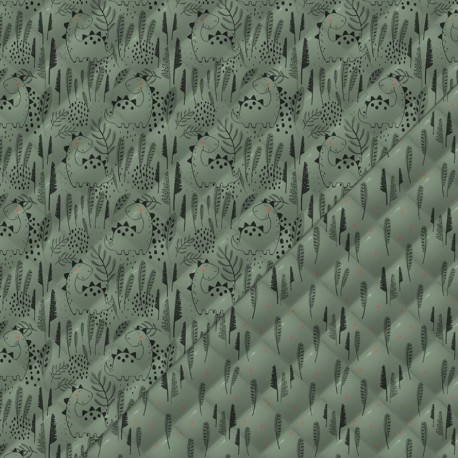 Tissu Matelassé Babynosaure Plumo Vert 