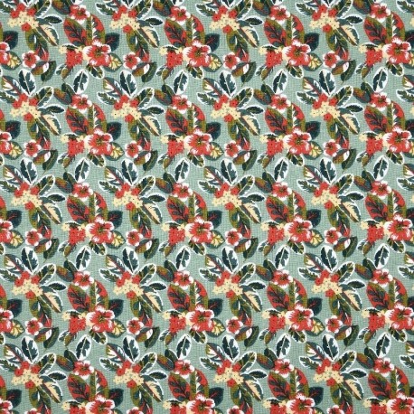 Tissu Cretonne Imprimée Campanule Vert