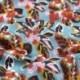 Tissu Cretonne Imprimée Campanule Bleu 