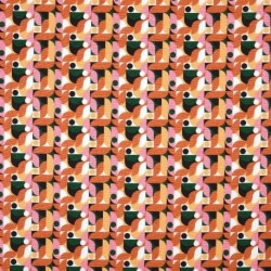 Tissu Cretonne Imprimée Soan Orange 