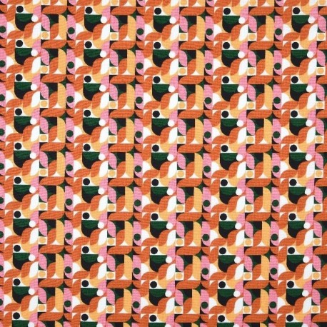 Tissu Cretonne Imprimée Soan Orange 