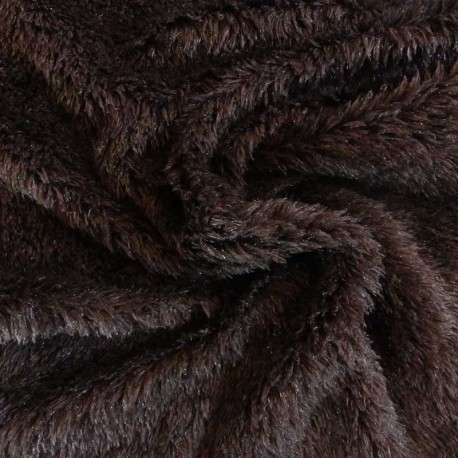 Tissu Mouton Brillant Poils Marron