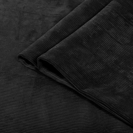 Tissu Velours Côtelé Rochefort Noir 