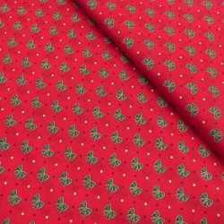 Tissu Coton Noël Imprimé Noeud Rouge 