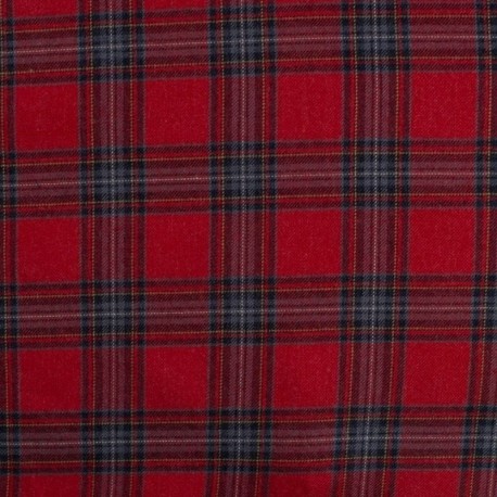 Tissu Viscose Carreaux Rouge 
