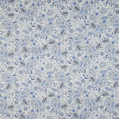 Tissu Popeline Imprimé Sarah Shelby Bleu