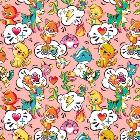 Tissu Cartoon Imprimé Rose 