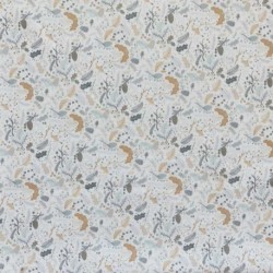 Tissu Cretonne Imprimé Feuilles Blanc 