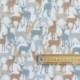 Tissu Cretonne Imprimé Cerfs Blanc