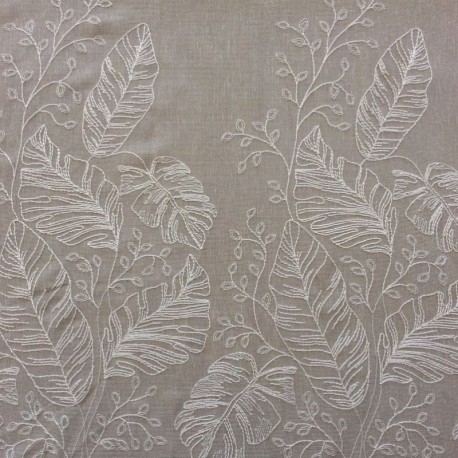 Tissu Etamine Brodée Guyana Ecru 