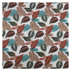 Tissu Popeline Digitale Congo Hojas Imprime Blanc